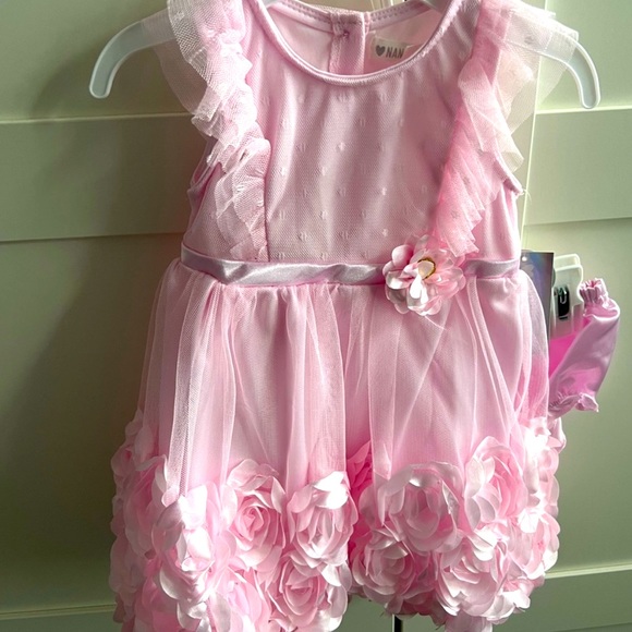 Gorgeous pink Nanette baby pink rosette floral dress baby 18 months NWOT new